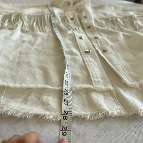 Veveret White Fringe Rhinestone Denim Tassel Jacket Size Large - Picture 16 of 16